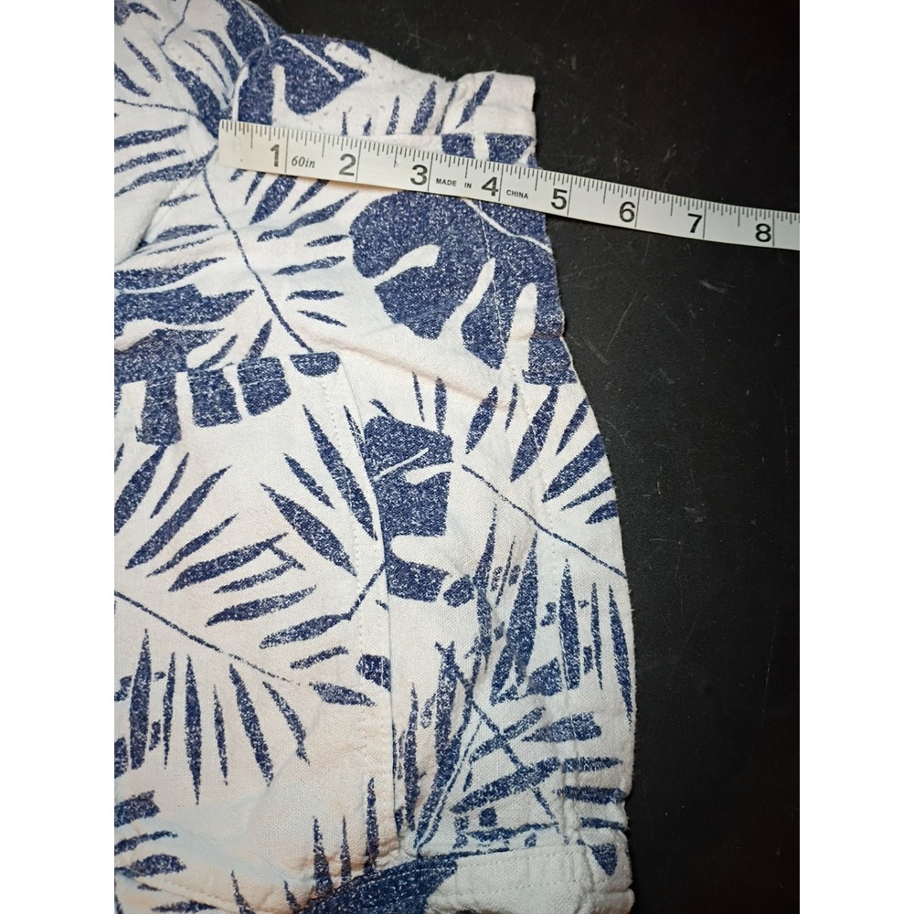 Nautica Womens Shorts S Blue Floral Linen Blend Drawstring Flat Front Casual - Picture 9 of 9